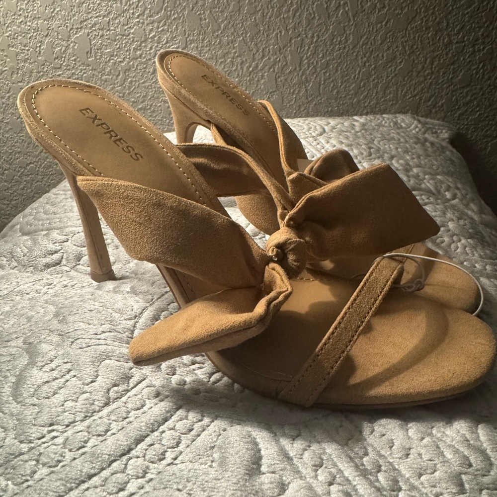 Express Tan Bow Heeled Sandals